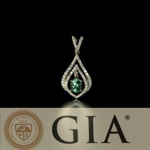 0.98ctw Magnificent Natural Alexandrite Diamond 18k White Gold Necklace